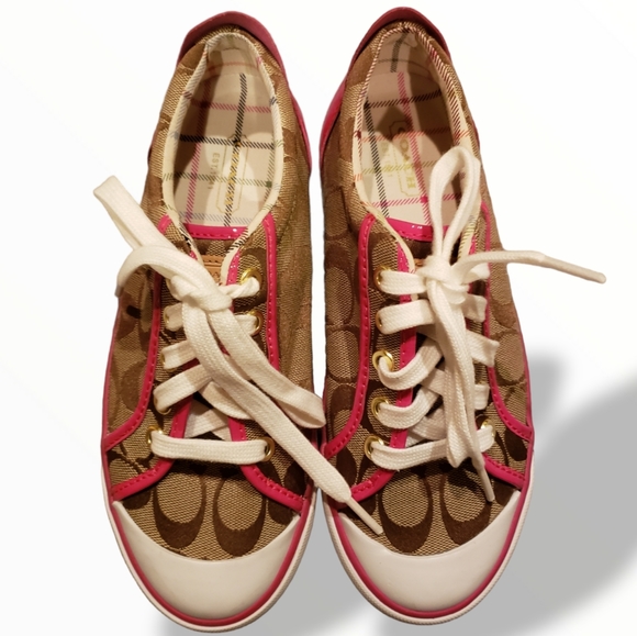 Coach Shoes - New Authentic Coach Logo Canvas w/ Pink Trim Sneakers Athletic Shoes size 6